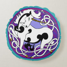 2014 Unicorn Two-Sided Pillow - White/Black/Paars