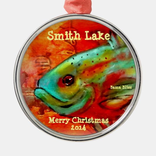 2014 Vis kerstversiering "Smith Lake" Metalen Ornament (Voorkant)