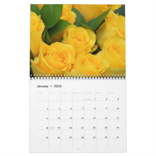 2014 Yellow Roses Calendar - EDIT YEAR naar wens Kalender (Jan 2026)