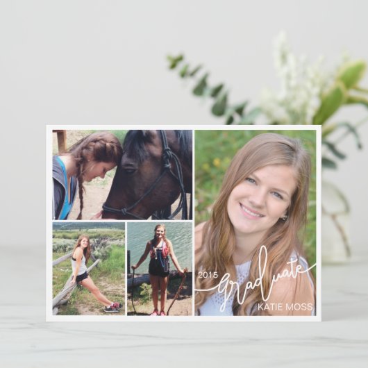 2015 Afstuderen Aankondiging 4 Foto Roze (Staand voorkant)