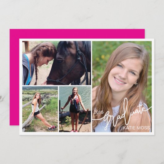 2015 Afstuderen Aankondiging 4 Foto Roze (Voorkant / Achterkant)