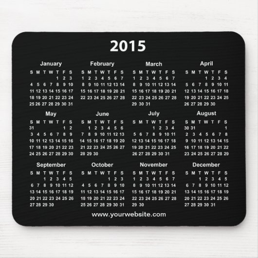 2015 Agenda Zwart en Wit Zakelijk Muismat (Voorkant)