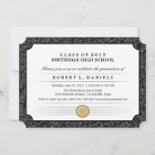 2015 Black & Grey Border Diploma Afstuderen Uitnod Kaart (Voorkant)