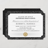 2015 Black & Grey Border Diploma Afstuderen Uitnod Kaart (Voorkant / Achterkant)