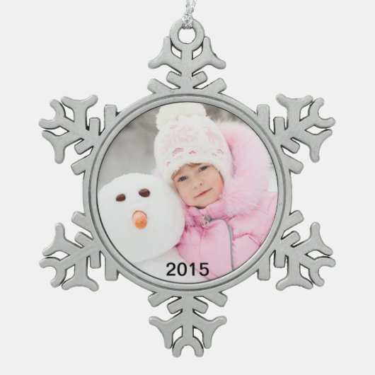 2015 Charming Photo Year Pewter Holiday Ornament (Voorkant)