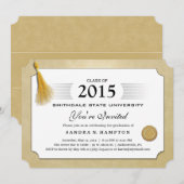 2015 Diploma Afstuderen Gold Border & Gold Tassel Kaart (Voorkant / Achterkant)