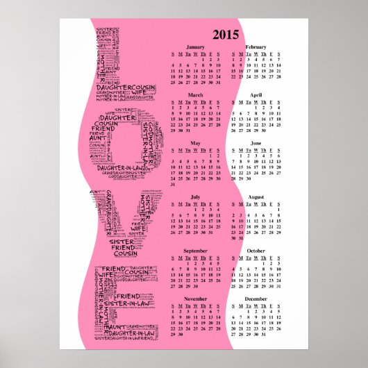 2015: Een jaar van liefdesjaren als jaarkalender Poster (Voorkant)