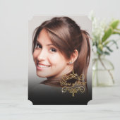 2015 Elegant Faux Glitter Swirl Afstuderen Foto Kaart (Staand voorkant)