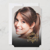 2015 Elegant Faux Glitter Swirl Afstuderen Foto Kaart (Voorkant)