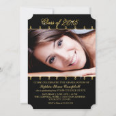 2015 Elegant Faux Glitter Swirl Afstuderen Foto Kaart (Achterkant)