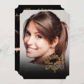 2015 Elegant Faux Glitter Swirl Afstuderen Foto Kaart (Voorkant / Achterkant)