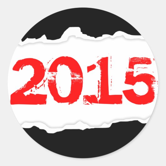 2015 (gescheurd papier) ronde sticker (Voorkant)