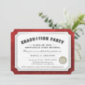 2015 Graduation Party Diploma Rood & Wit Uitnodige Kaart (Staand voorkant)