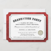 2015 Graduation Party Diploma Rood & Wit Uitnodige Kaart (Voorkant)