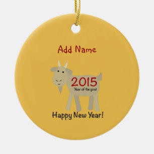 2015 Jaar van de geit - gelukkig nieuwjaar Keramisch Ornament