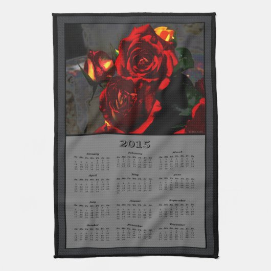 2015 Kalender voor gifstoffen in Rozen Theedoek (Verticaal)