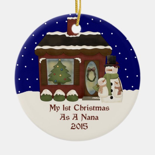 2015 Mijn eerste Kerstmis als Nana Keramisch Ornament (Voorkant)