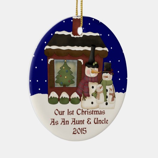 2015 Mijn eerste Kerstmis als tante en oom Keramisch Ornament (Rechts)