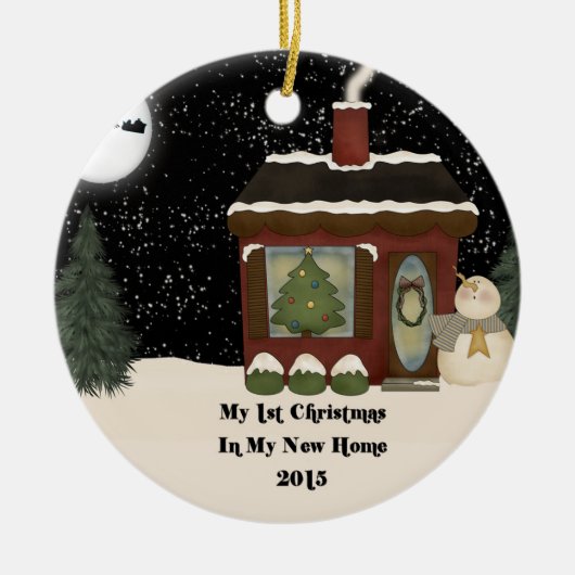 2015 Nieuw kerstfeest Keramisch Ornament (Voorkant)