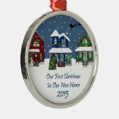 2015 Onze eerste kerst in ons nieuwe huis Metalen Ornament (Rechts)