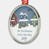2015 Onze eerste kerst in ons nieuwe huis Metalen Ornament (Links)