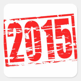 2015 rood rubberstempel effect vierkante sticker