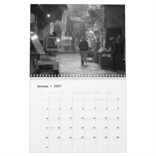 2015 Schema voor witte en zwarte fotografie Kalender (Jan 2027)