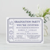 2015 Steel Blue Graduation Party Ticket Invite Kaart (Staand voorkant)