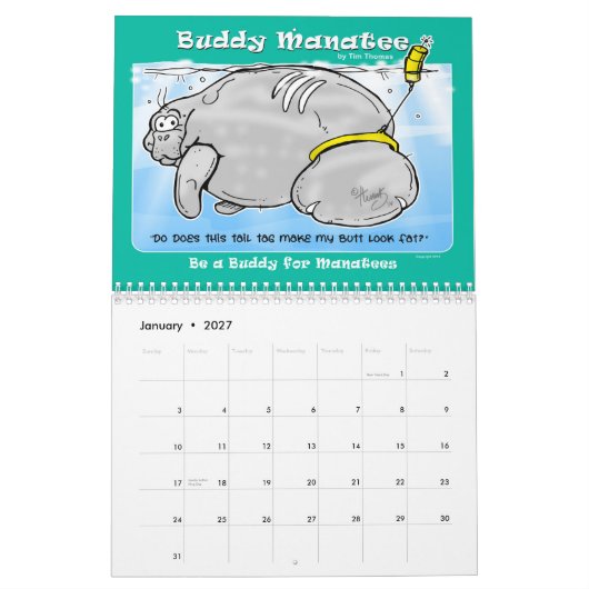 2015 Word een Boeddy voor Manatees Buddy Manatee Kalender (Jan 2027)
