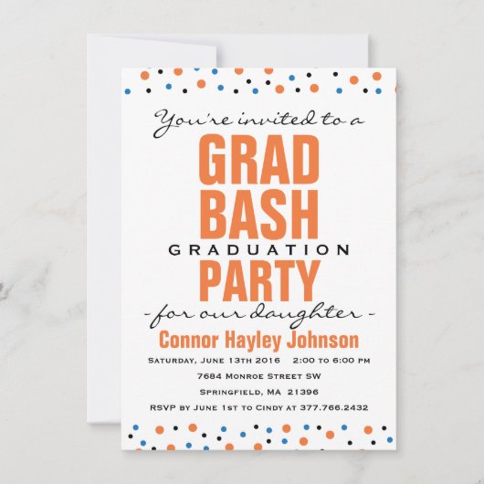 2016 Afstudeerder Bash Graduation Party Uitnodigin Kaart (Voorkant)