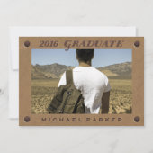 2016 Afstuderen bruin  lederen look en foto Kaart (Voorkant)