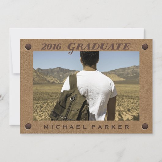 2016 Afstuderen bruin  lederen look en foto Kaart (Voorkant)