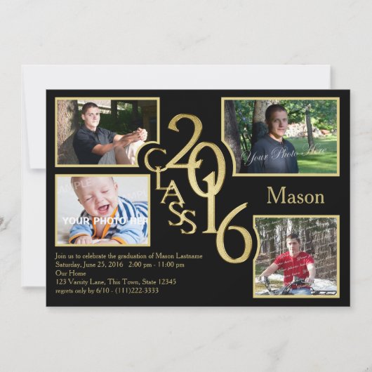 2016 Afstuderen Klasse van Quad Foto Zwart Kaart (Voorkant)