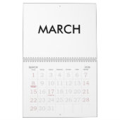 2016 Blanco kalender met grote Feestdagen (Mar 2026)