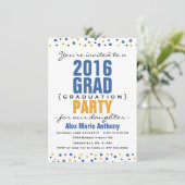 2016 Blauwe Graduation Party Invitation Modern Bol Kaart (Staand voorkant)