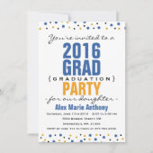 2016 Blauwe Graduation Party Invitation Modern Bol Kaart (Voorkant)