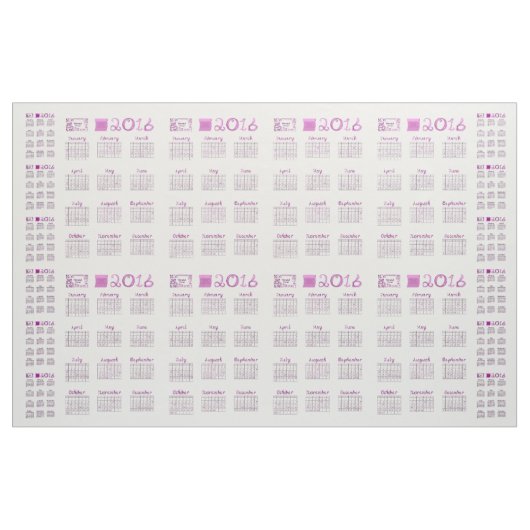 2016 Calendar Tea Towel Fabric Font Type Stof (Yard (91,4 cm))