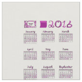 2016 Calendar Tea Towel Fabric Font Type Stof (Close Up)