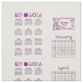 2016 Calendar Tea Towel Fabric Font Type Stof (Swatch)