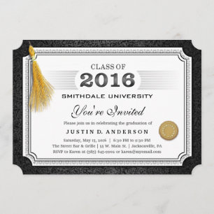 2016 Diploma Afstuderen Nodig Gold Tassel Corners Kaart