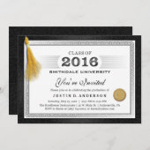 2016 Diploma Afstuderen Uitnodigen met Gold Tassel Kaart (Voorkant / Achterkant)