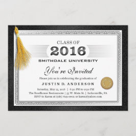 2016 Diploma Afstuderen Uitnodigen met Gold Tassel Kaart
