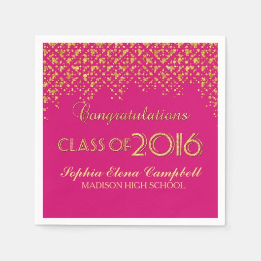 2016 Elegant Faux Glitter Confetti Afstuderen Part Servet (Voorkant)