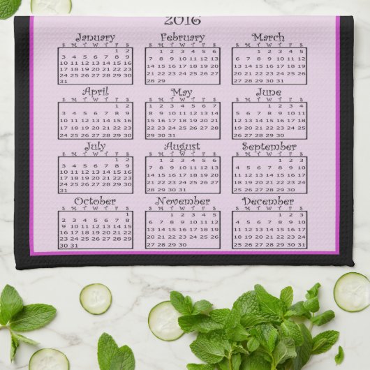 2016 Faded Lavender Dreams Cloth Calendar Theedoek (Gevouwen)