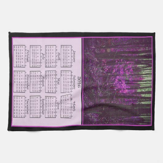 2016 Faded Lavender Dreams Cloth Calendar Theedoek (Horizontaal)
