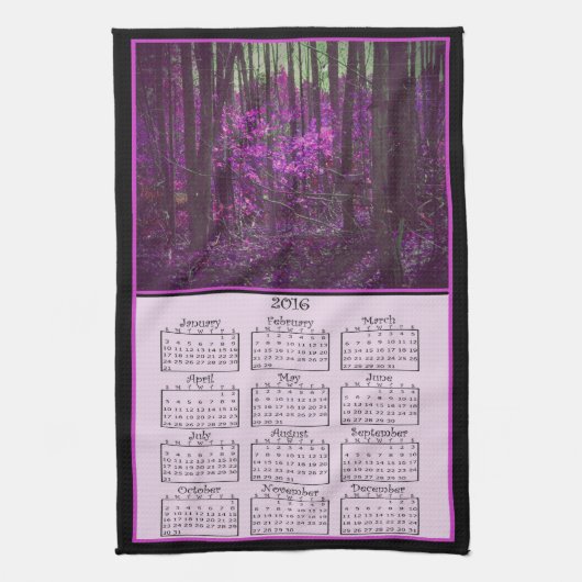 2016 Faded Lavender Dreams Cloth Calendar Theedoek (Verticaal)