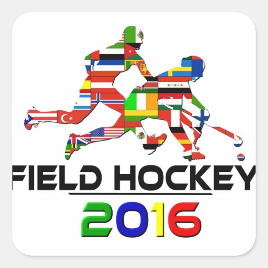2016: Field Hockey Vierkante Sticker (Voorkant)
