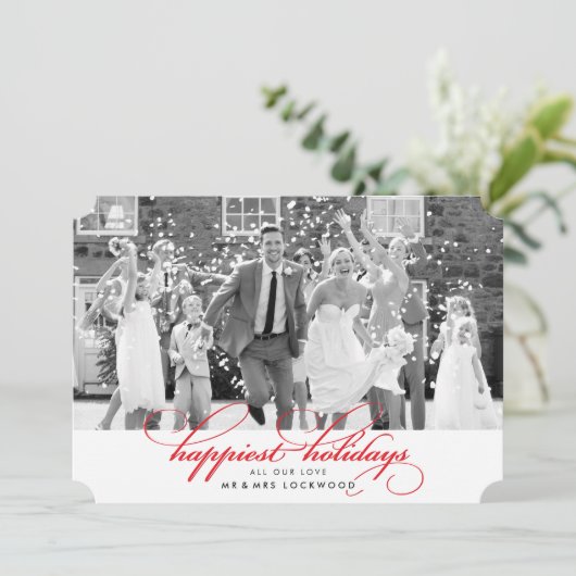 2016 FOTO VAKANTIE KAART classy fancy script rood (Staand voorkant)