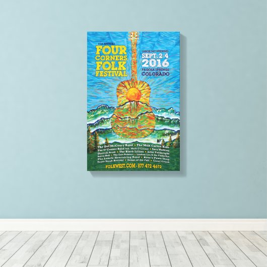 2016 Four Corners Folk Festival Poster Canvas Afdruk (Insitu (Houten vloer))
