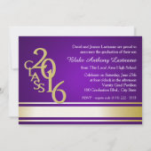 2016 Gouden Paarse Varsity Stripe Afstuderen TRI F Kaart (Achterkant)